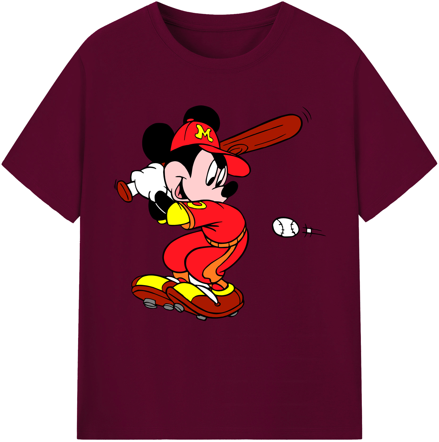 （画像用） ミッキーマウス Mickey Mouse レディースカジュアルプリントTシャツ（綿100％）